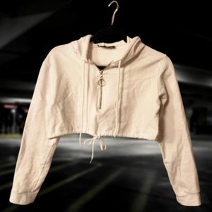 PrettyLittleThing White Cropped Hoodie